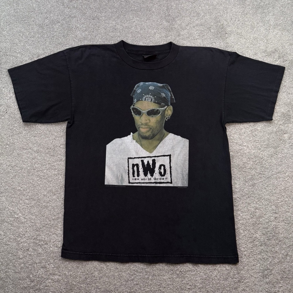 Vintage 1997 WCW nWo Dennis Rodman Bandana T-Shirt Todays Trendz Size Large / XL